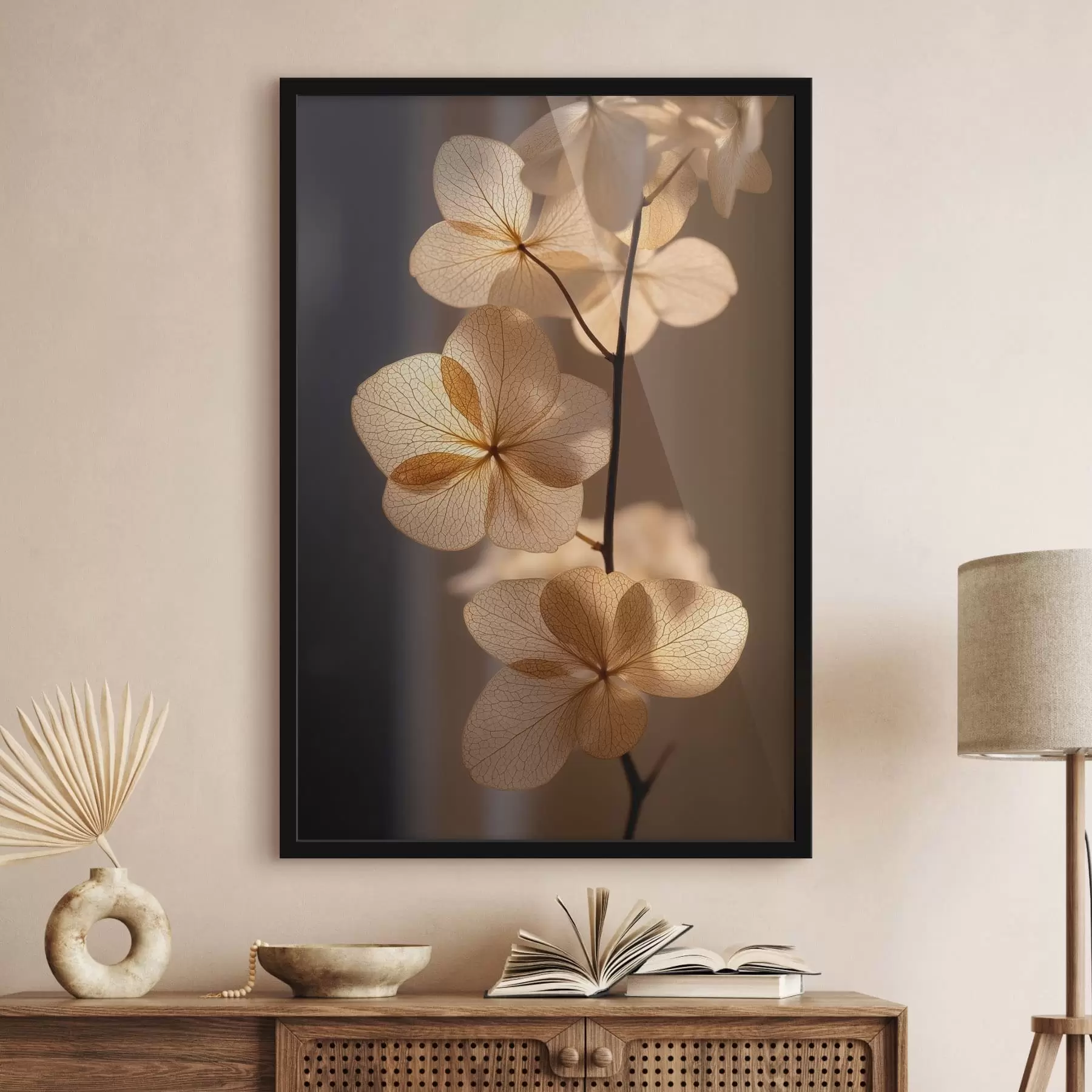 Papier peint Branche délicate aux fleurs translucides f49974