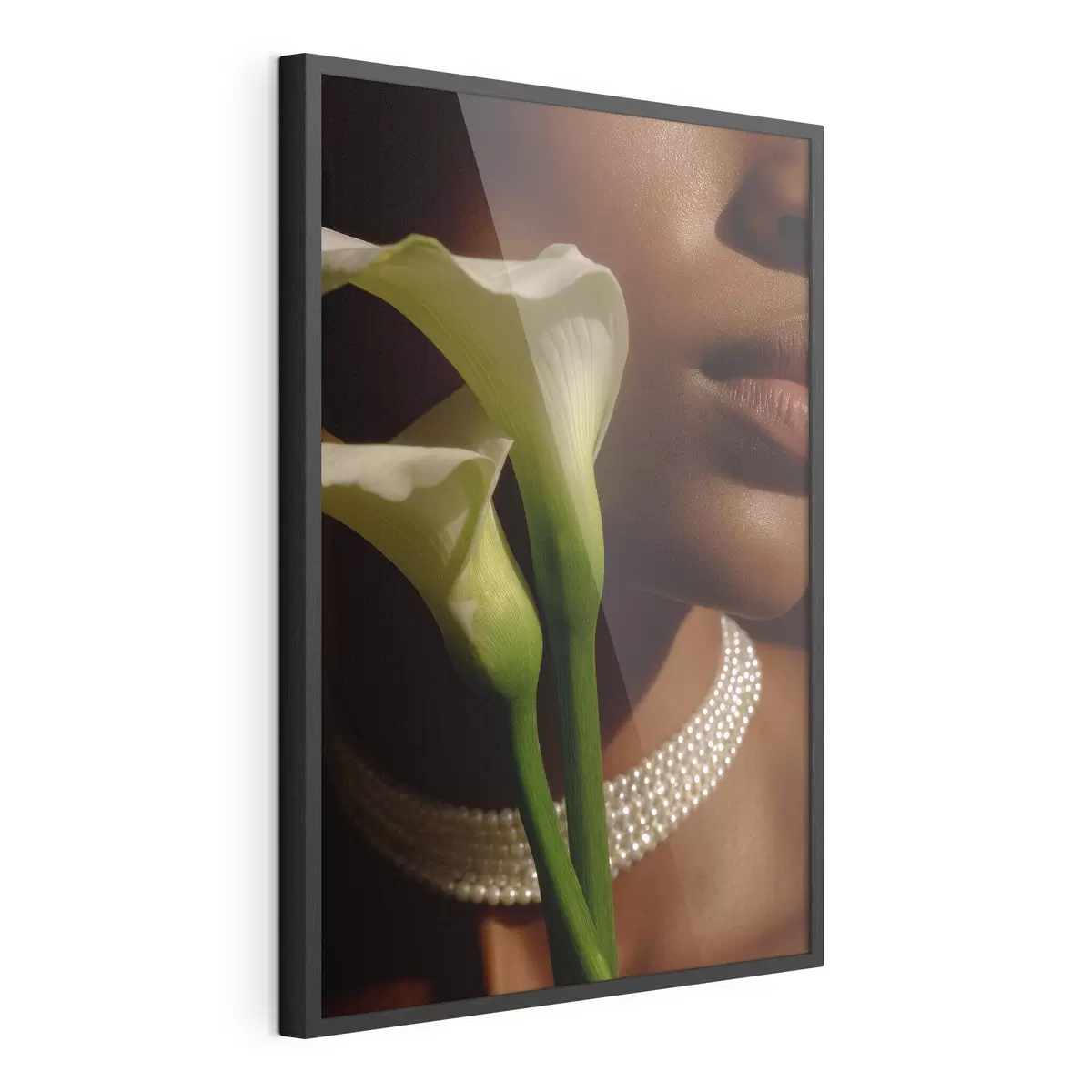 Poster Portrait avec des fleurs blanches dans une lumière douce f49980