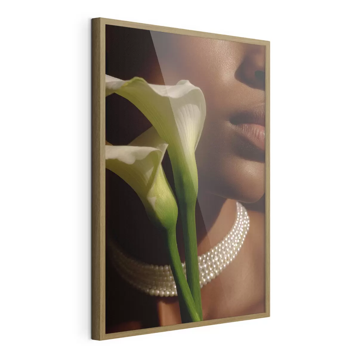 Poster Portrait avec des fleurs blanches dans une lumière douce f49980