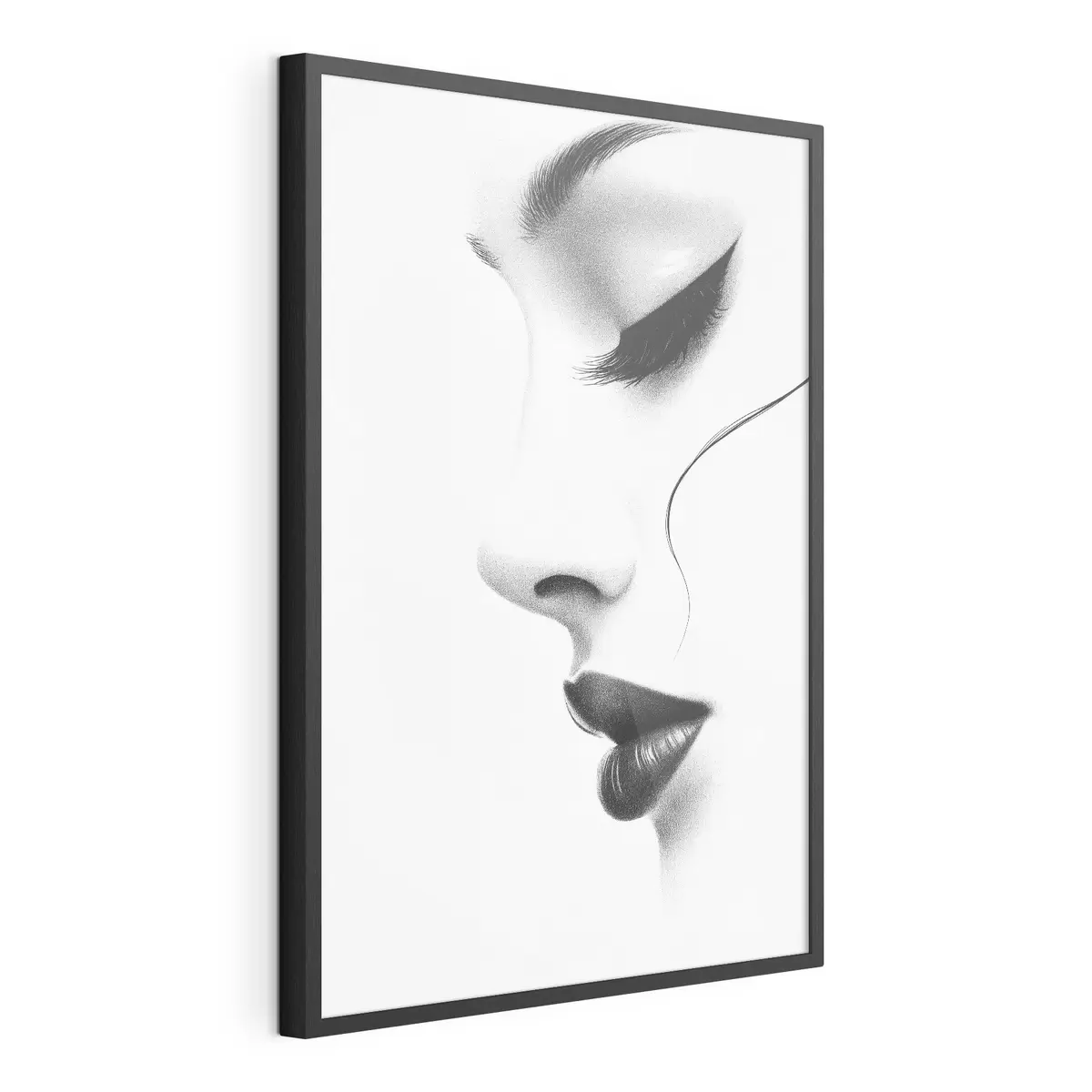 Poster Portrait minimaliste d'une femme en noir et blanc f49982