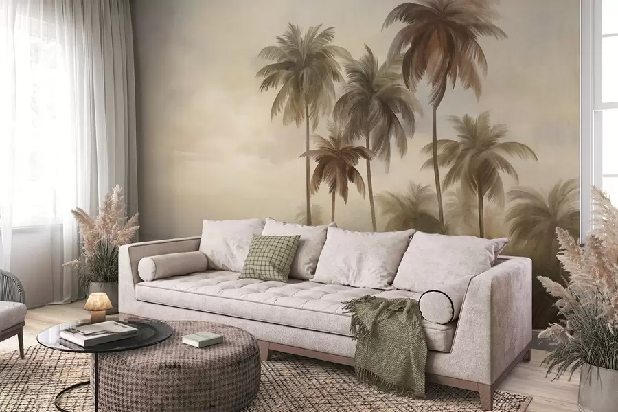 Papier peint Palmiers, paysage tropical, art texturé w09938