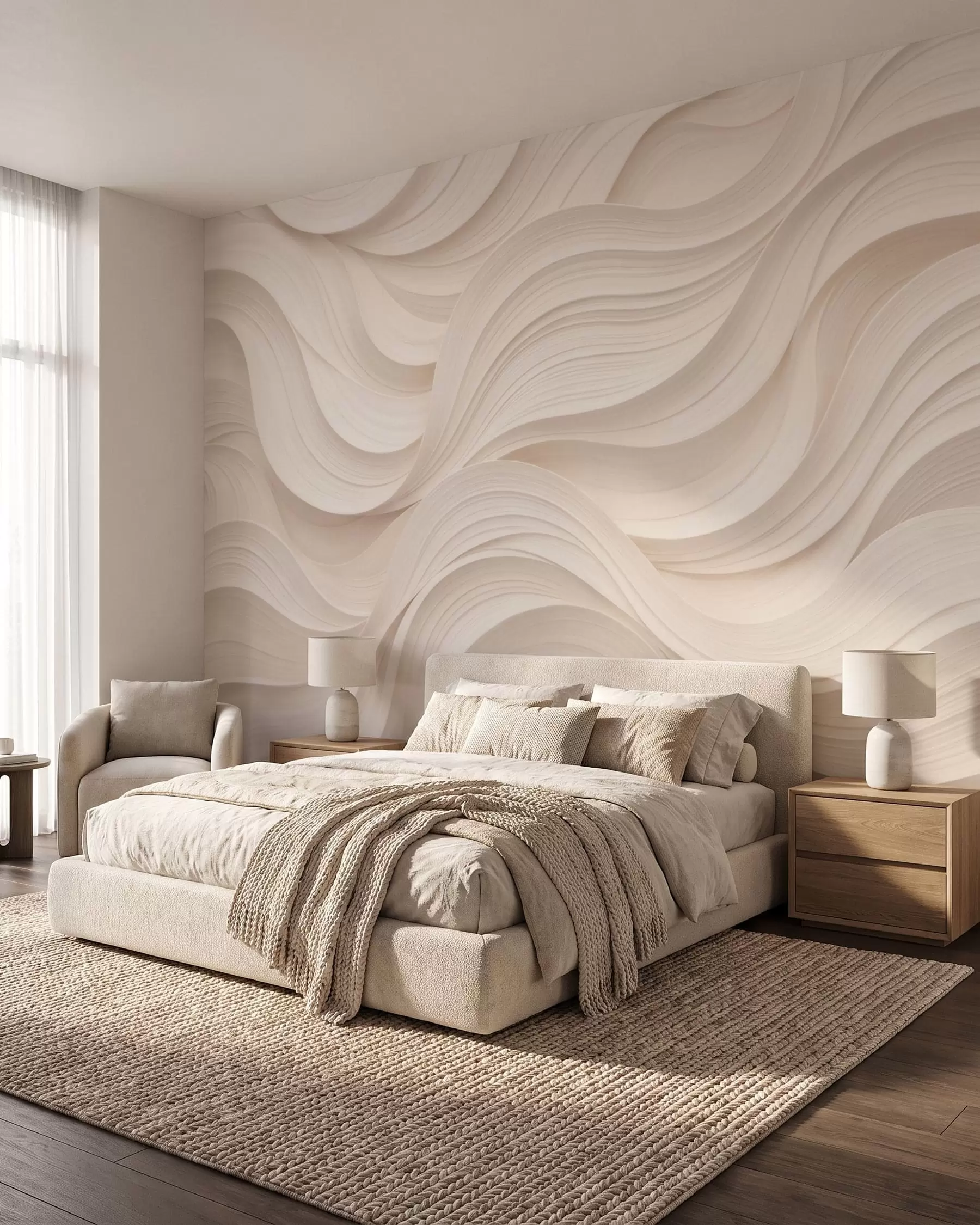 Papier peint Vagues rose poudré w09957