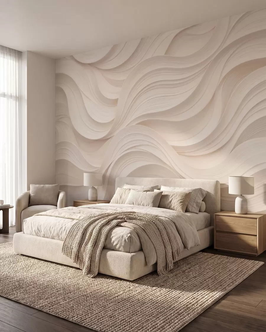 Papier peint Vagues rose poudré w09957