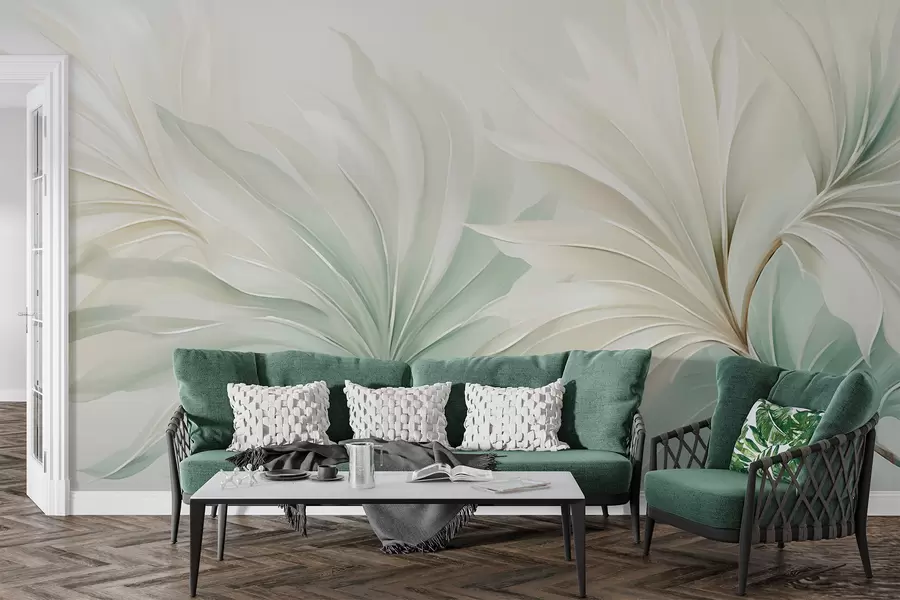 Papier peint Feuilles pointues tropicales w05792