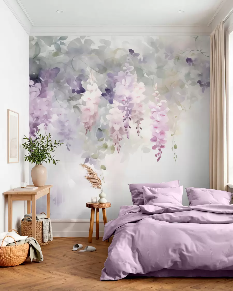 Papier peint Fleurs de glycine tombantes w05795