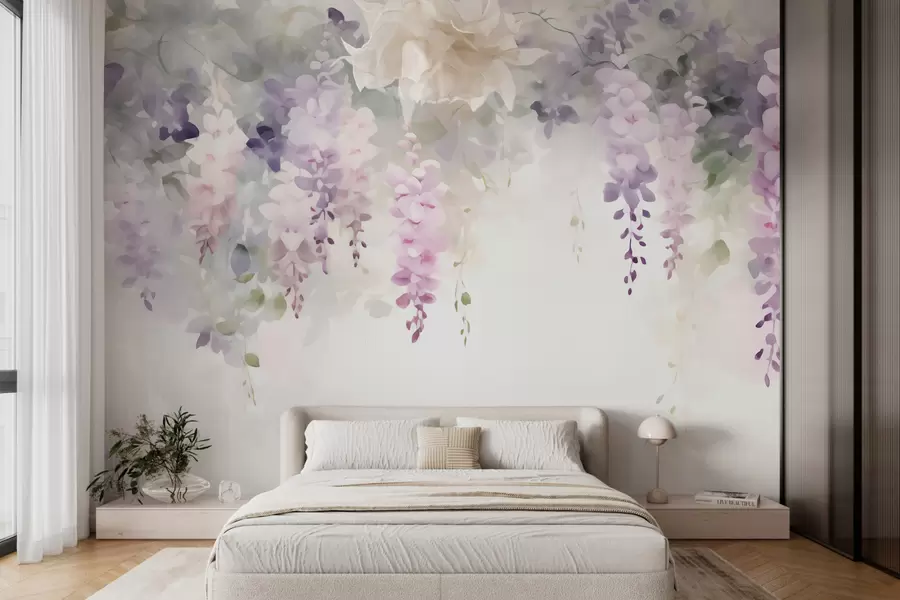 Papier peint Fleurs de glycine tombantes w05795