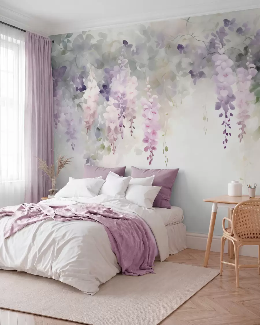 Papier peint Fleurs de glycine tombantes w05795
