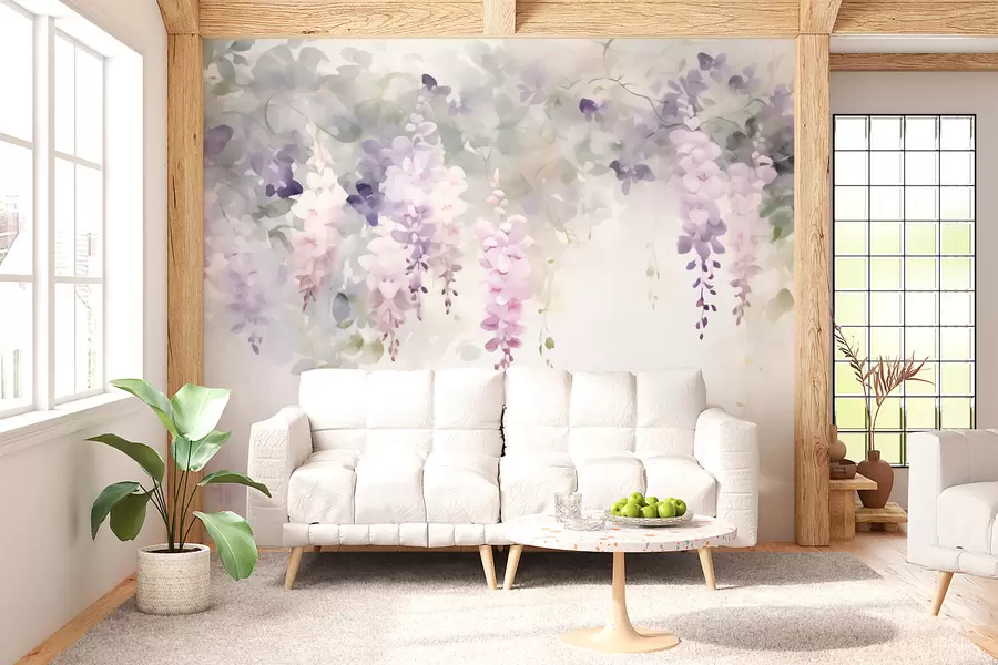 Papier peint Fleurs de glycine tombantes w05795