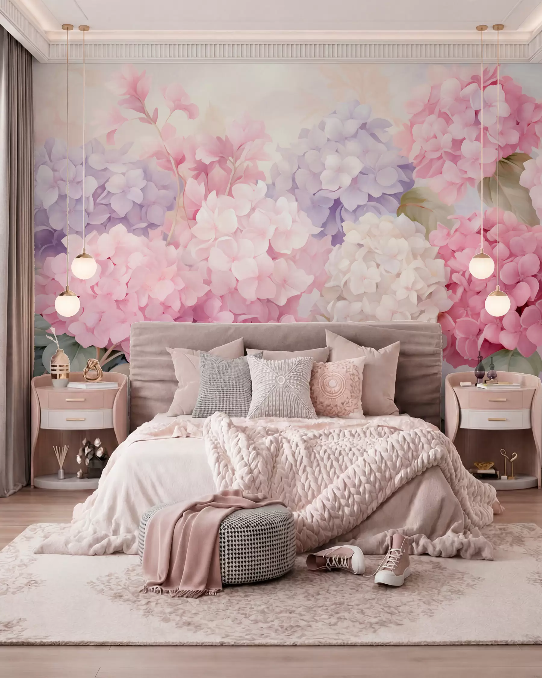 Papier peint Fleurs d'hortensia w05796