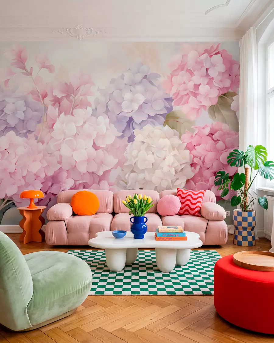Papier peint Fleurs d'hortensia w05796