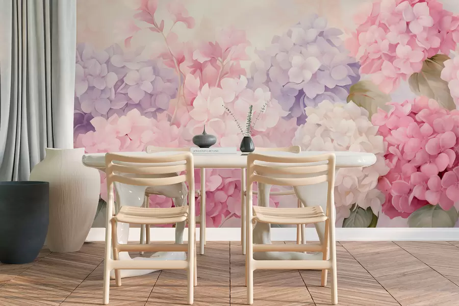 Papier peint Fleurs d'hortensia w05796