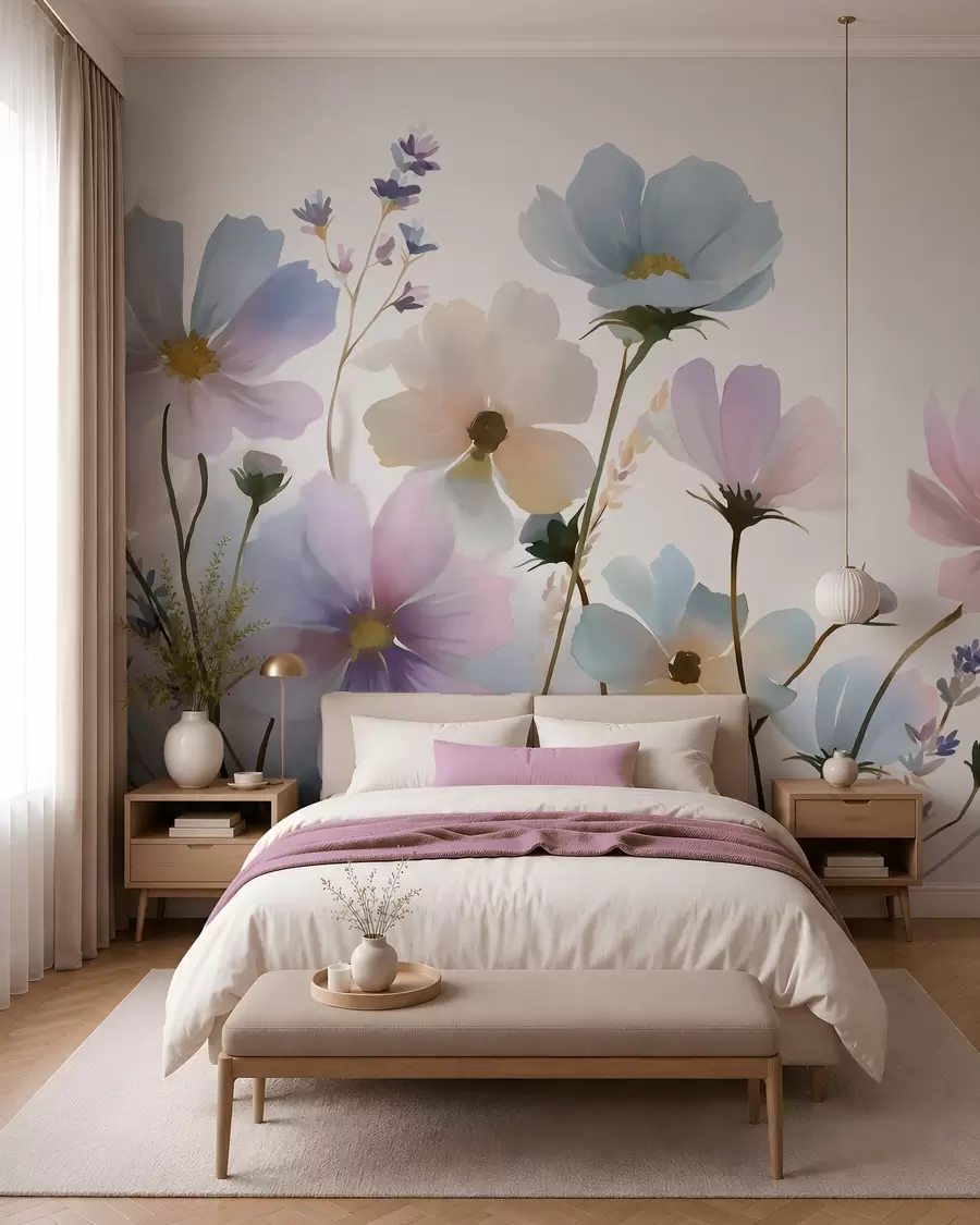 Papier peint Fleurs sauvages dans un style aquarelle w05755