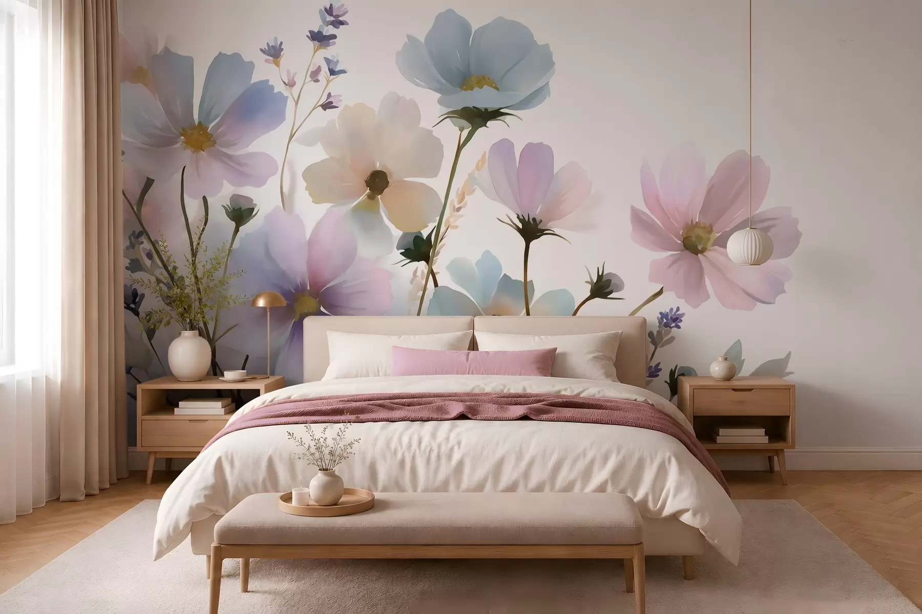 Papier peint Fleurs sauvages dans un style aquarelle w05755