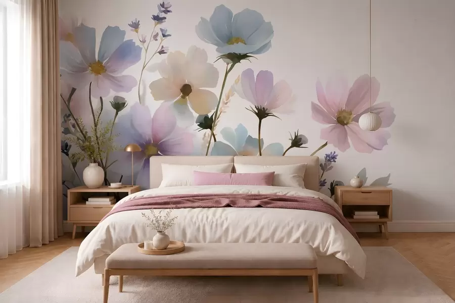 Papier peint Fleurs sauvages dans un style aquarelle w05755
