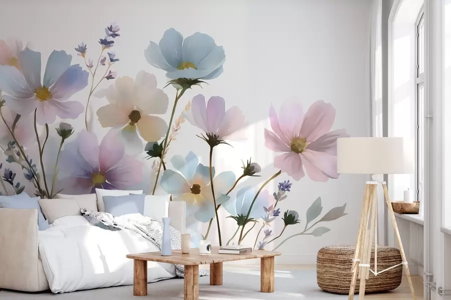 Papier peint Fleurs sauvages dans un style aquarelle w05755