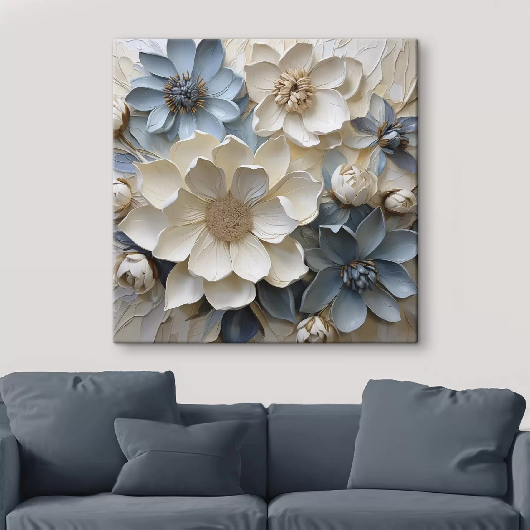 Tableau Fleurs, illustration « flat », imitation de peinture s50133