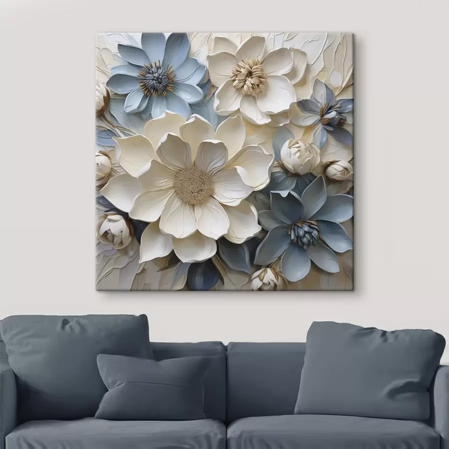 Tableau Fleurs, illustration « flat », imitation de peinture s50133