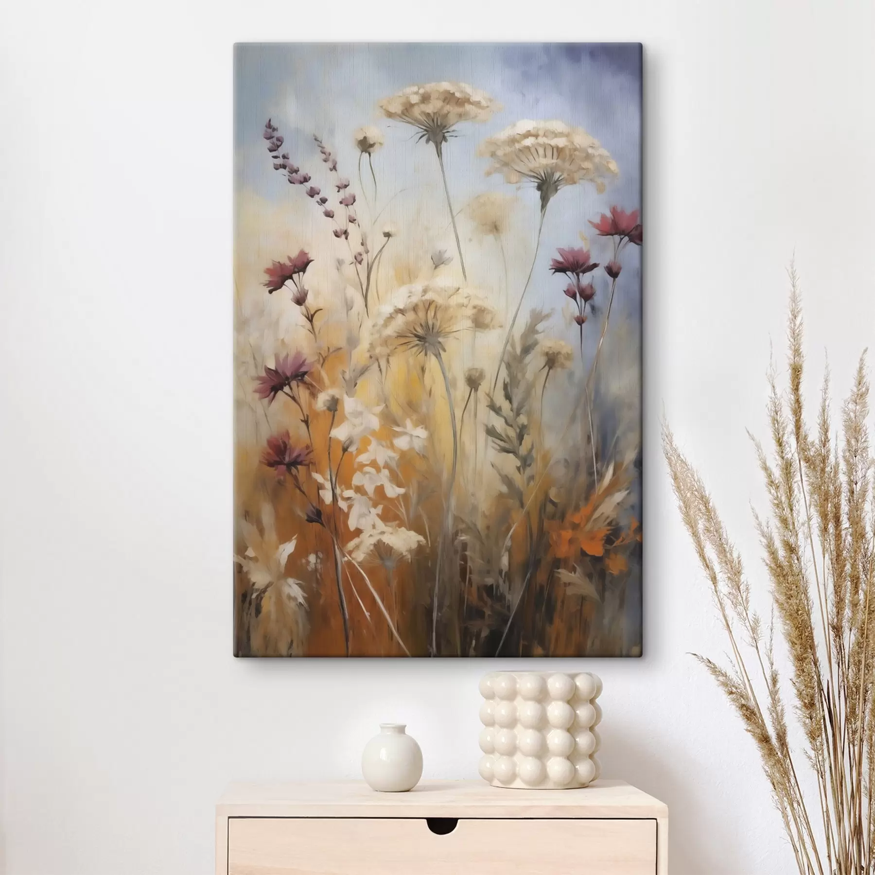 Tableau Fleurs sauvages et herbes, imitation d'un tableau s50144