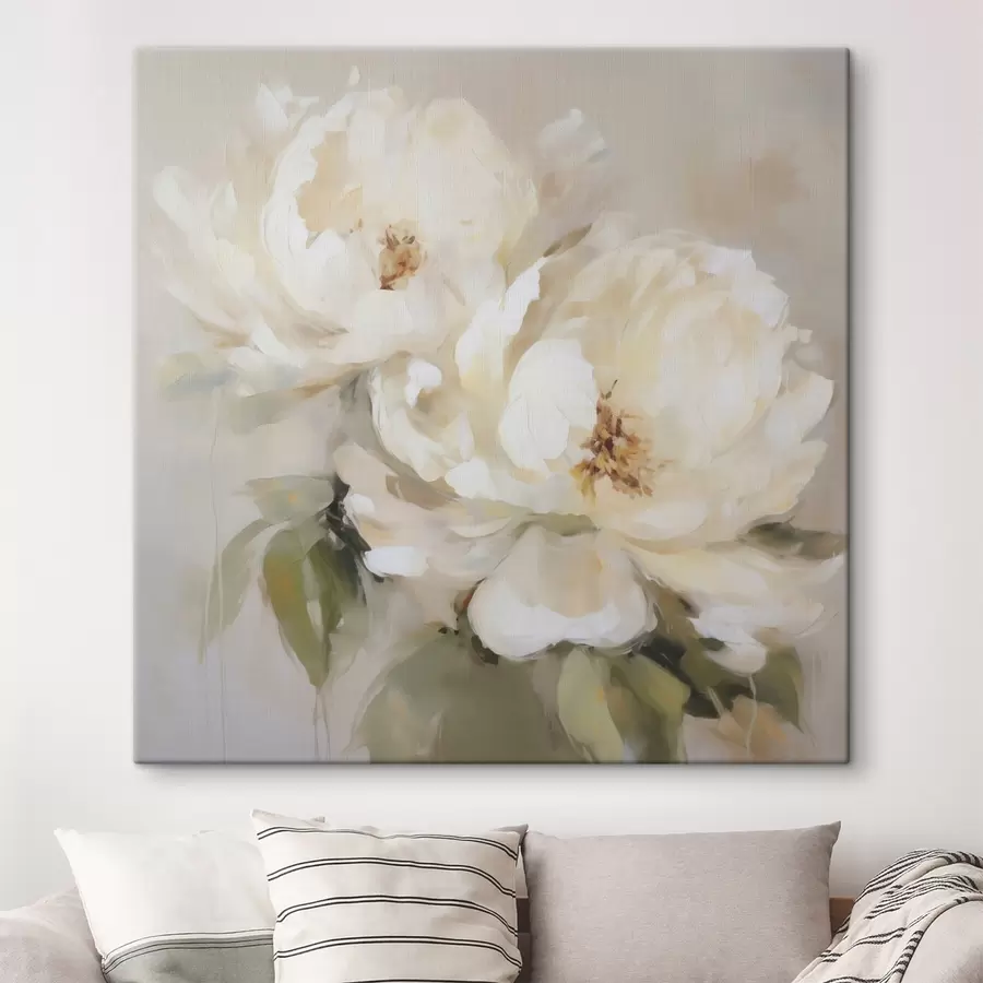 Tableau Pivoines, peinture d'imitation s50147
