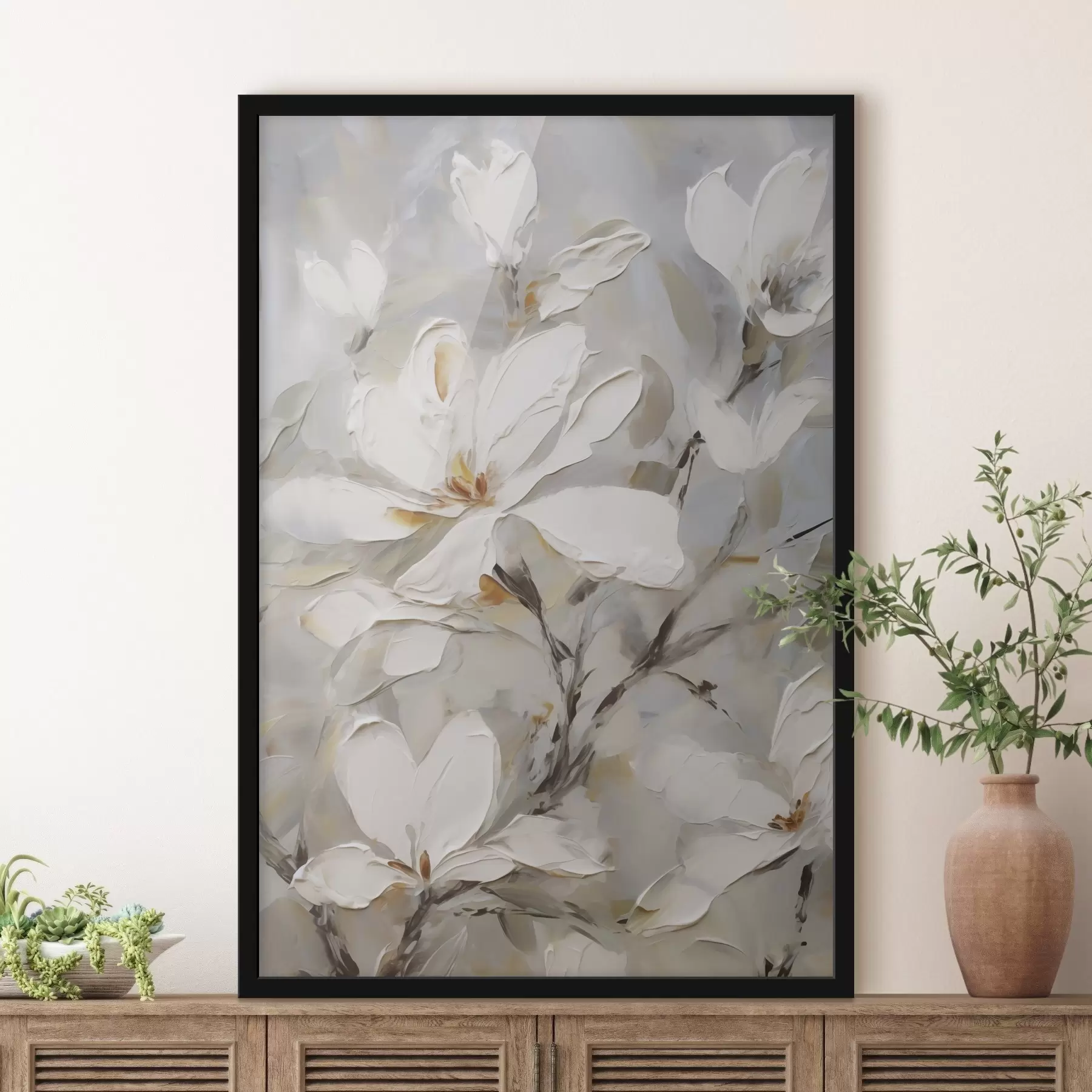 Papier peint Fleurs abstraites, imitation de peinture f50139