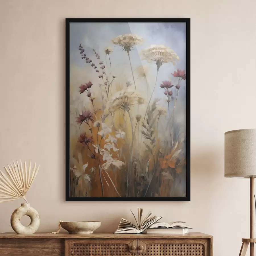 Papier peint Fleurs sauvages et herbes, imitation d'un tableau f50144
