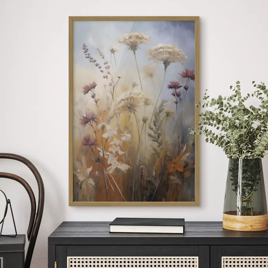 Papier peint Fleurs des champs ambrées f50144