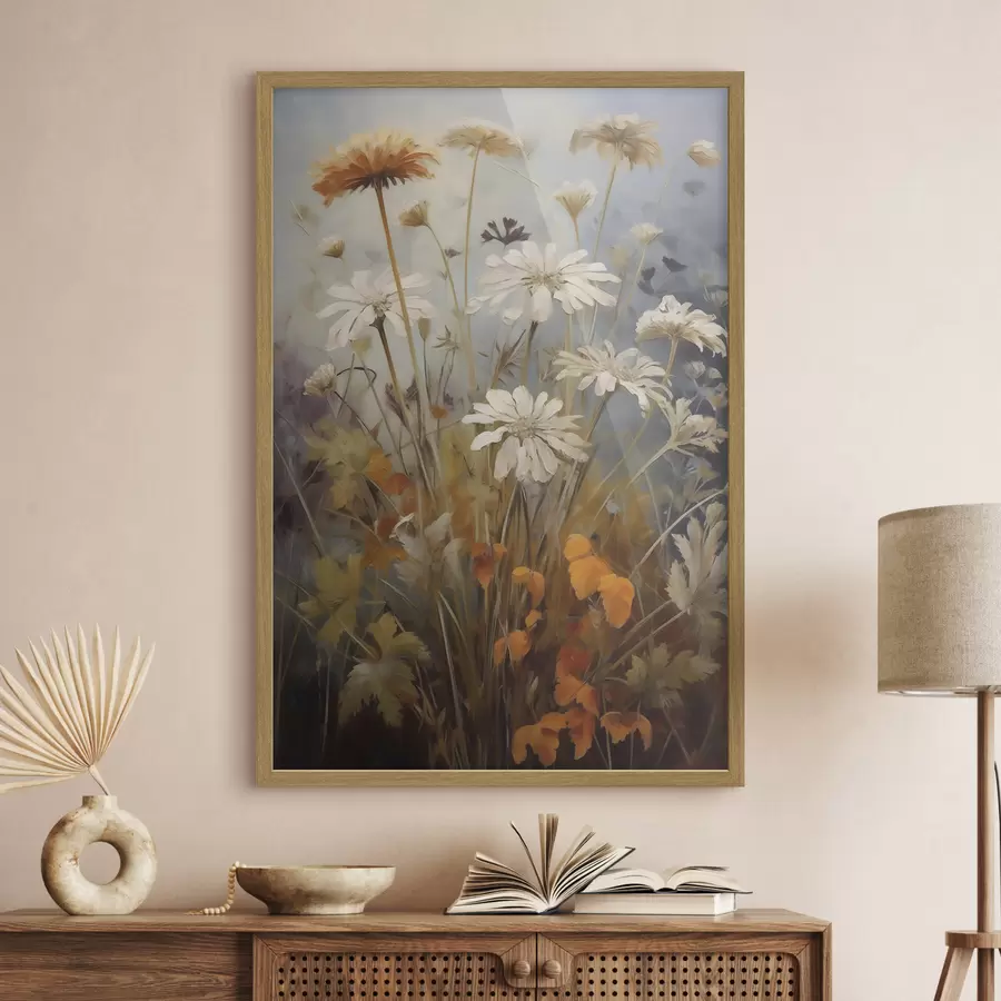Papier peint Fleurs sauvages et herbes, imitation d'un tableau f50145