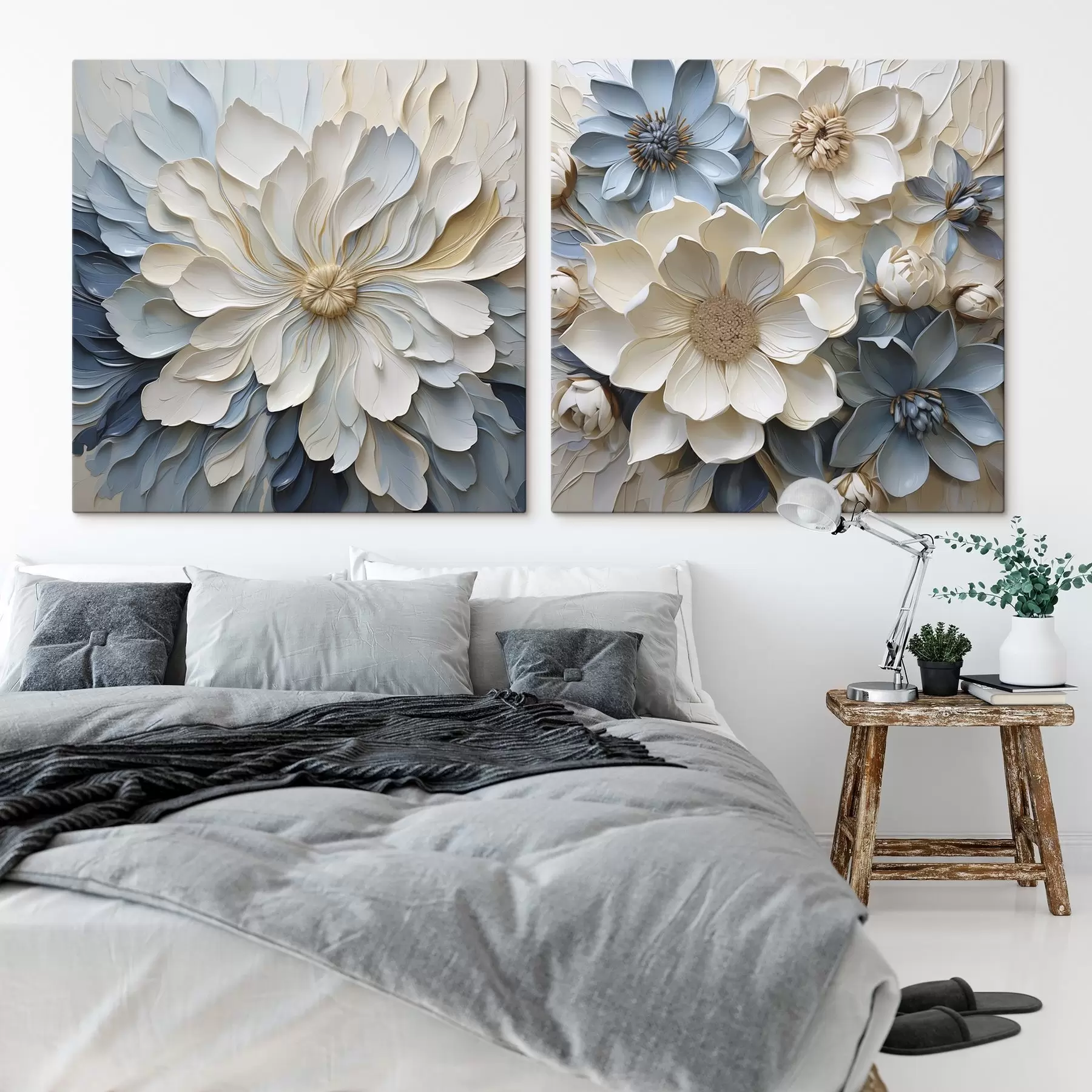 Tableau Fleurs, illustration « flat », imitation de peinture m30802