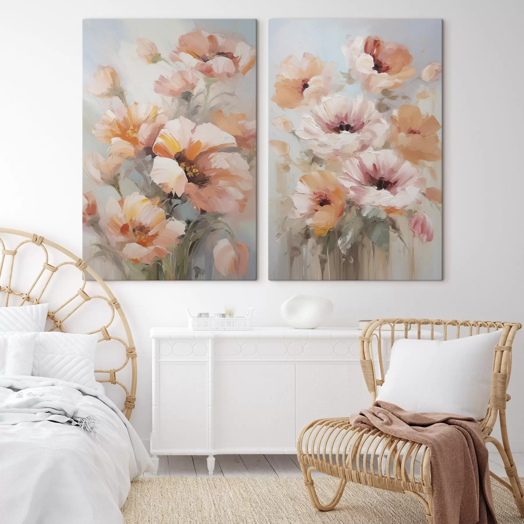 Tableau Fleurs délicates, imitation de peinture m30806