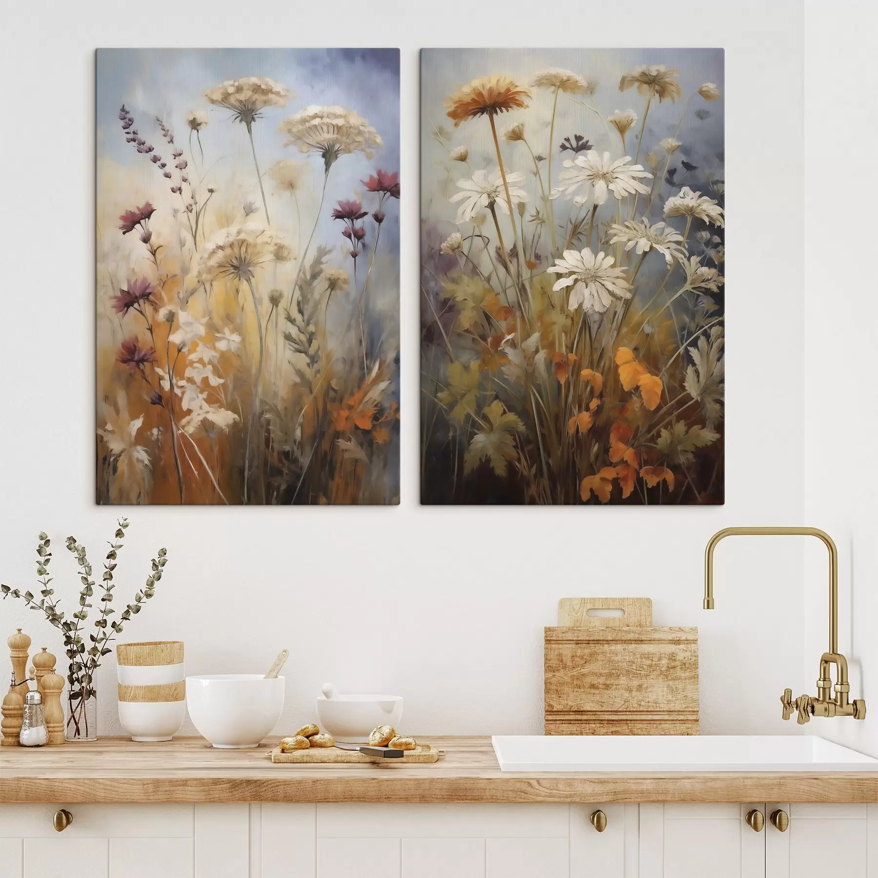 Tableau Fleurs sauvages et herbes, imitation d'un tableau m30808