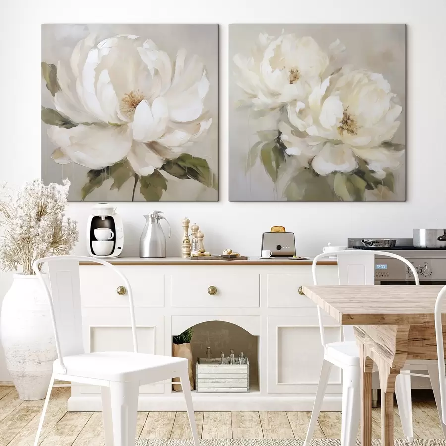 Tableau Pivoines, peinture d'imitation m30809
