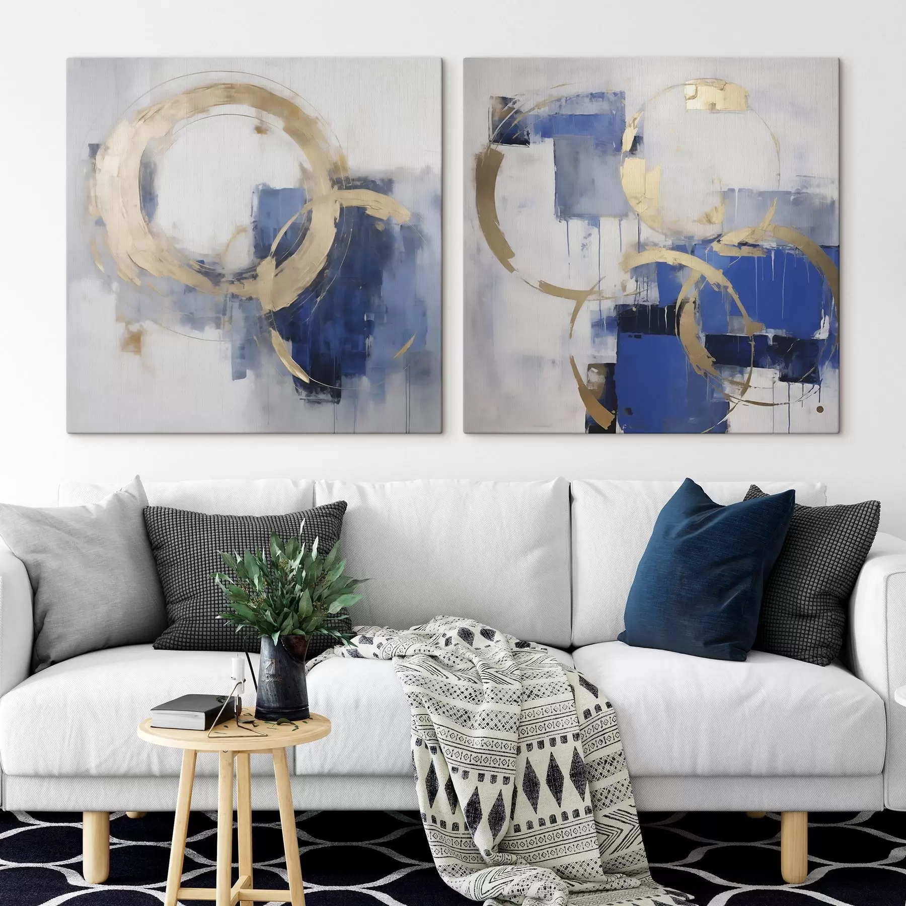 Tableau Cercles et anneaux abstraits, imitation de la peinture m30810