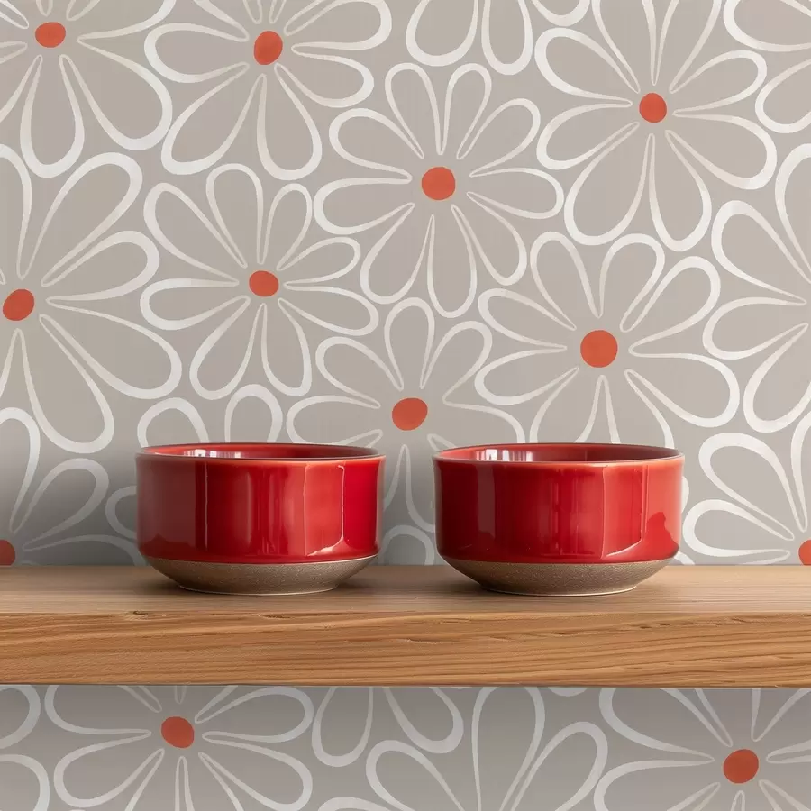 Papier peint Fleurs aux contours marqués et au cœur éclatant a01234v2