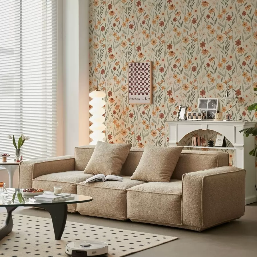 Papier peint Fleurs sauvages aux teintes orangées chaudes a01237