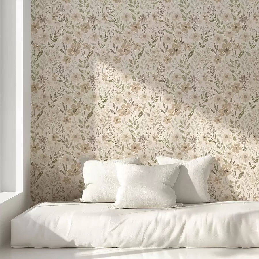 Papier peint Fleurs sauvages délicates aux teintes naturelles a01238