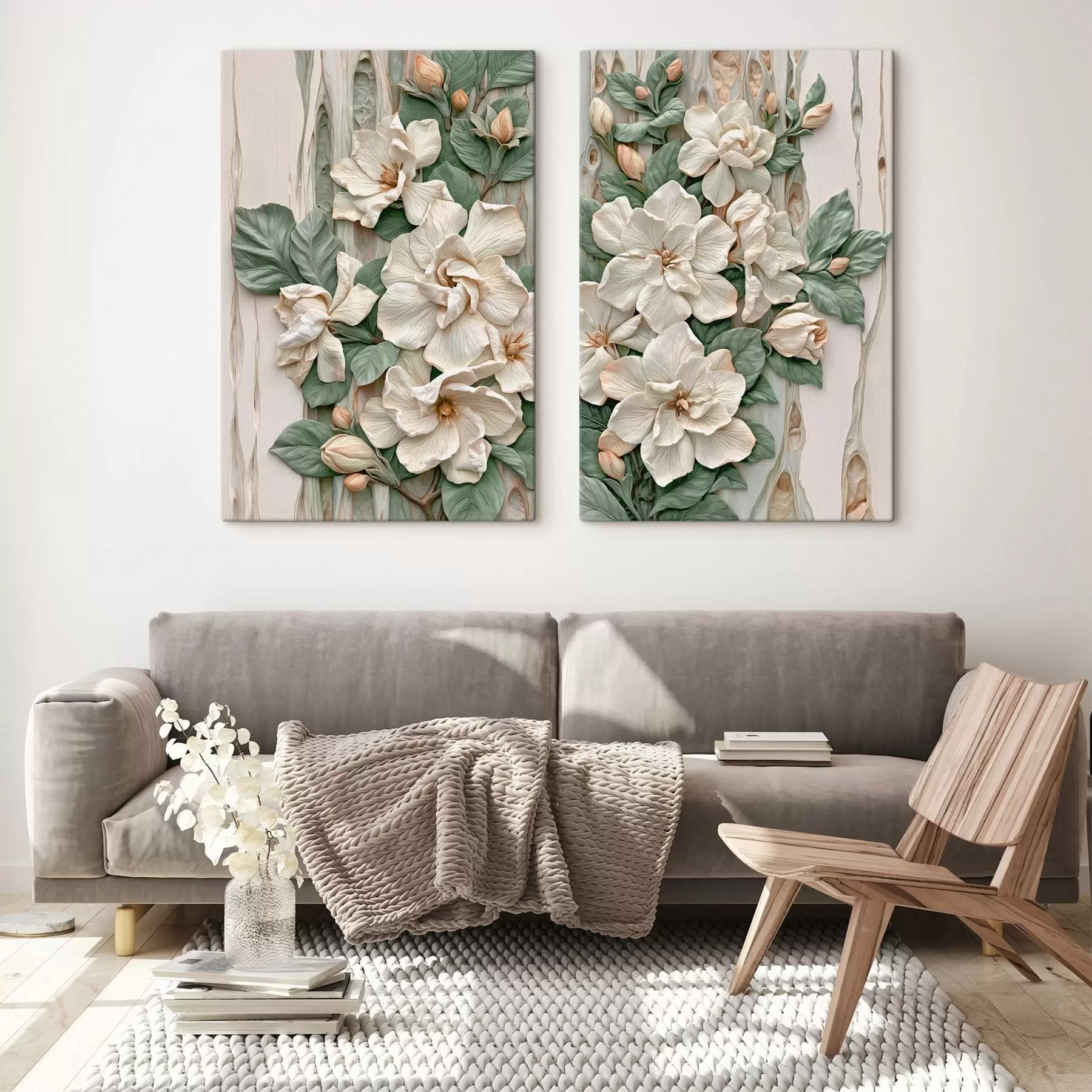 Tableau Fleurs abstraites avec des feuilles m30711