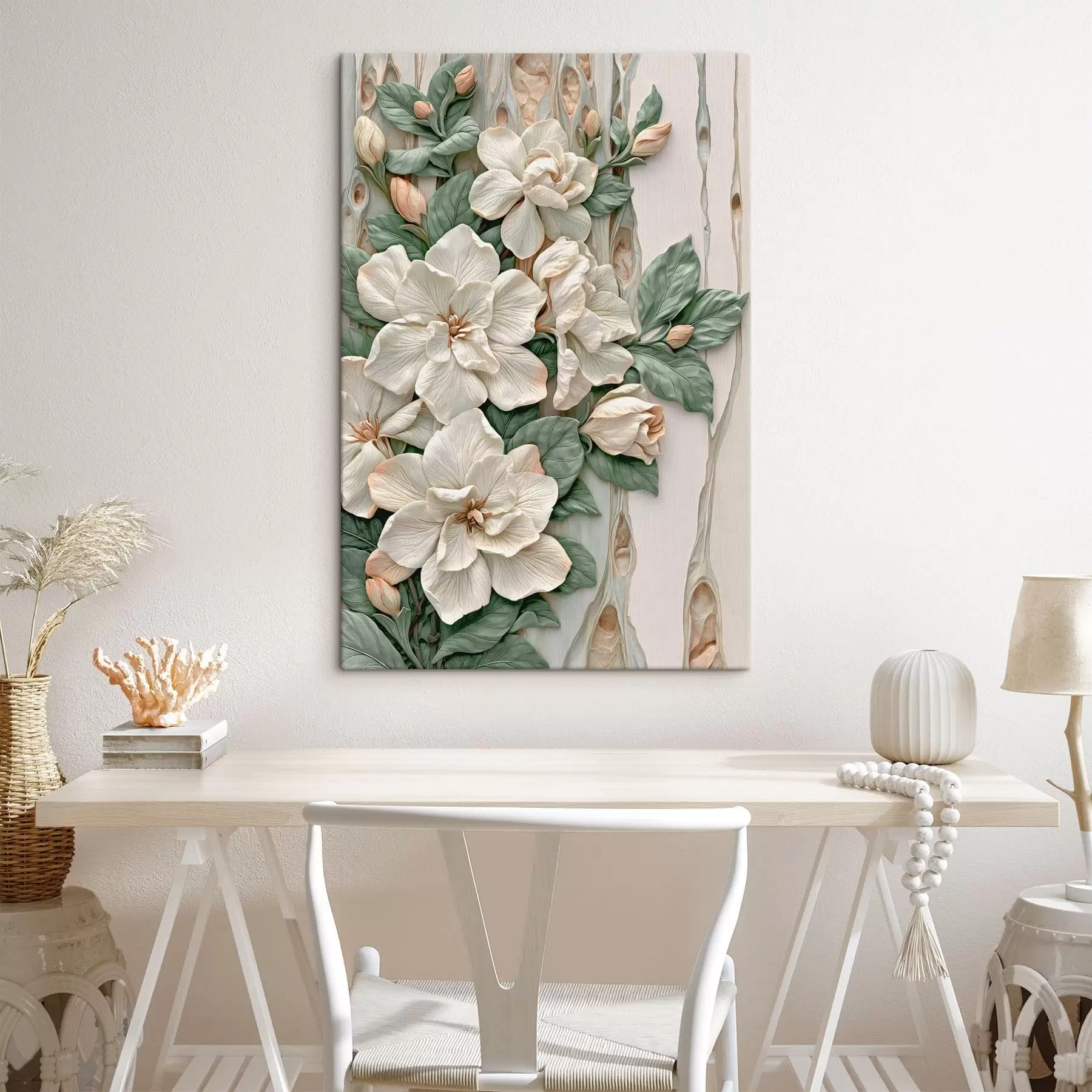 Tableau Fleurs abstraites avec des feuilles s50080