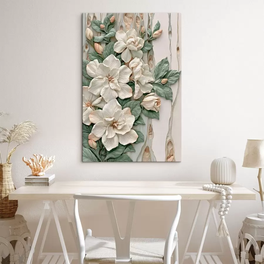Tableau Fleurs abstraites avec des feuilles s50080
