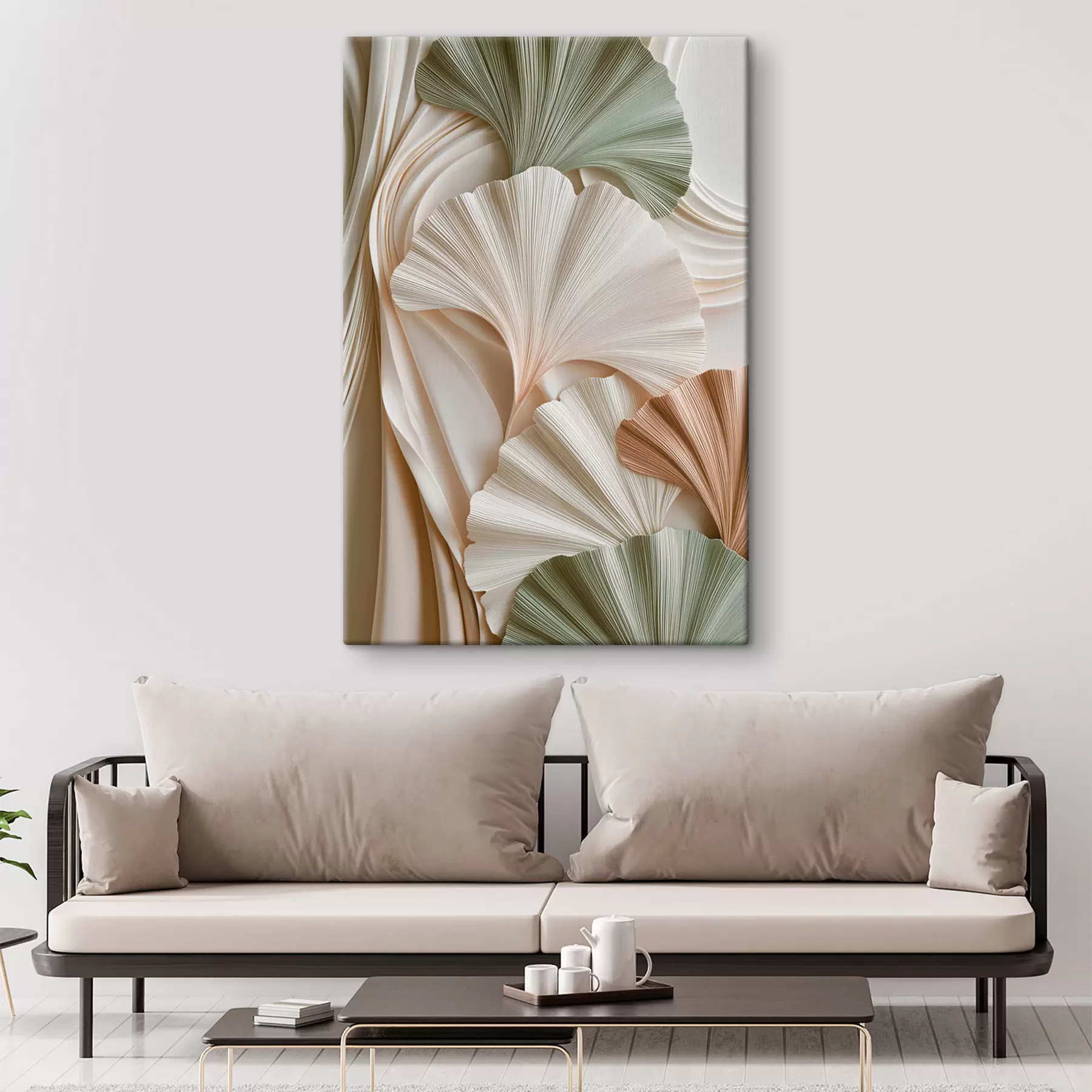 Tableau Feuilles de ginkgo stylisées s50086