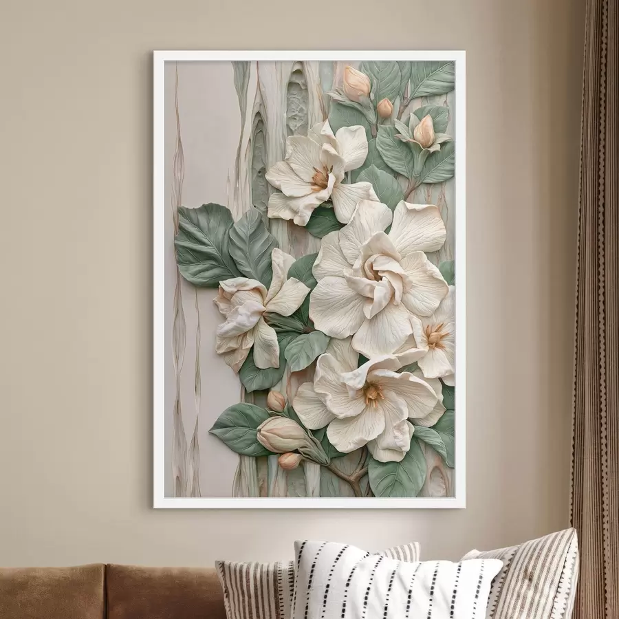 Papier peint Fleurs abstraites avec des feuilles f50079