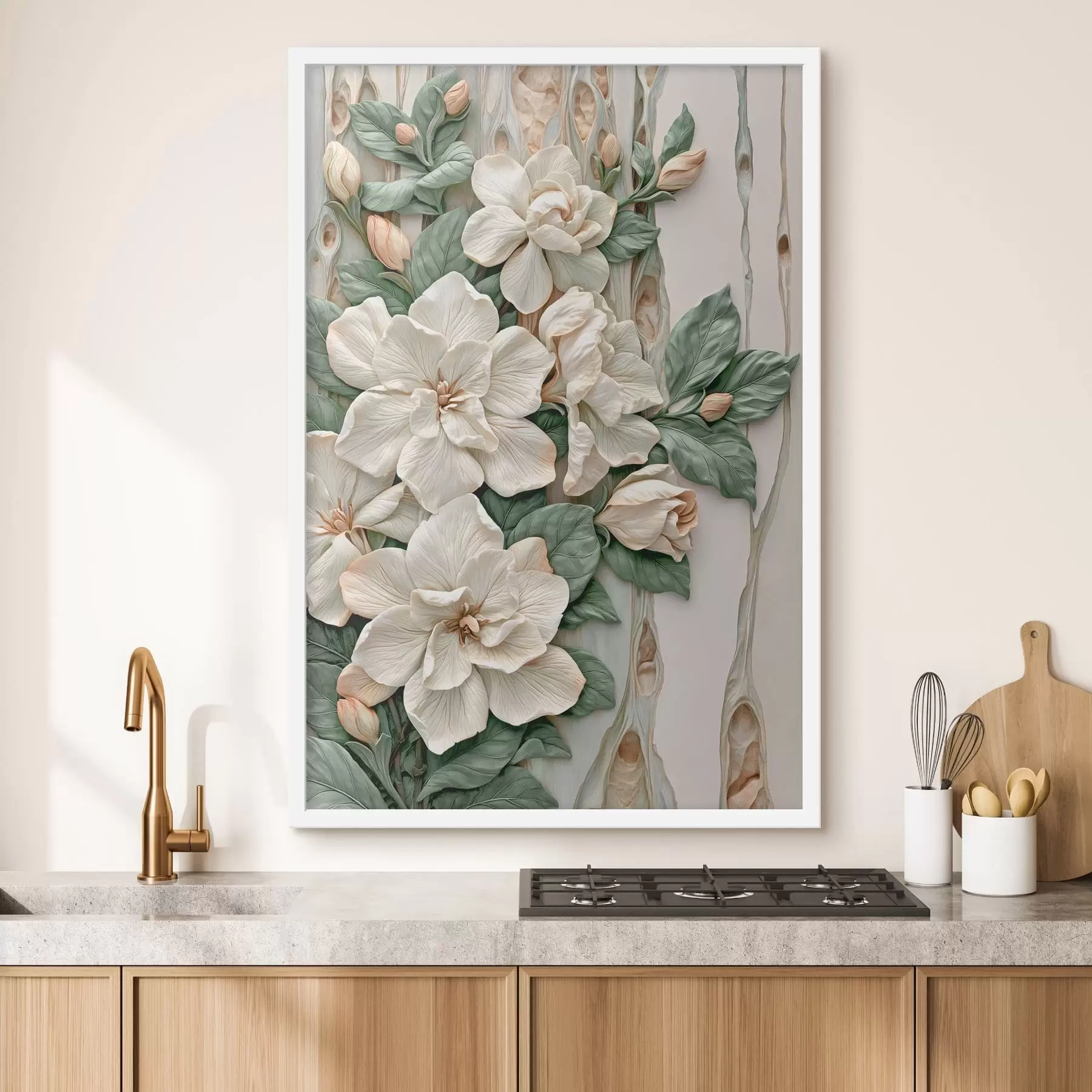 Papier peint Fleurs abstraites avec des feuilles f50080