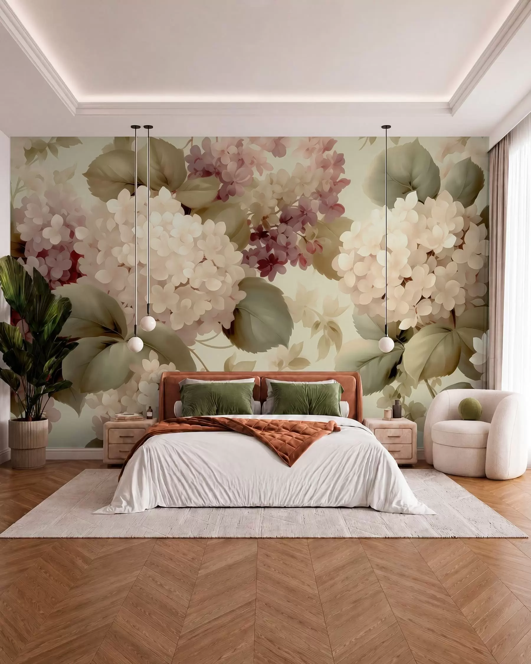 Papier peint Fleurs d'hortensia w05436