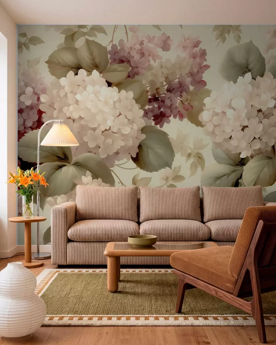 Papier peint Fleurs d'hortensia w05436