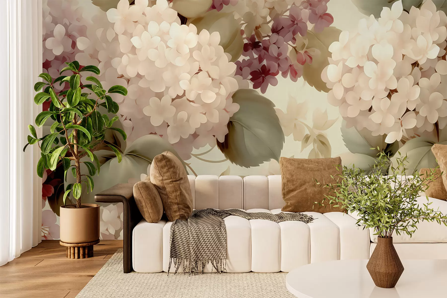 Papier peint Fleurs d'hortensia w05436