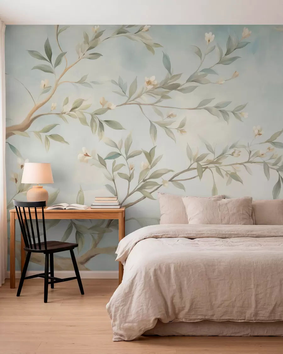 Papier peint Une branche avec des fleurs w05677