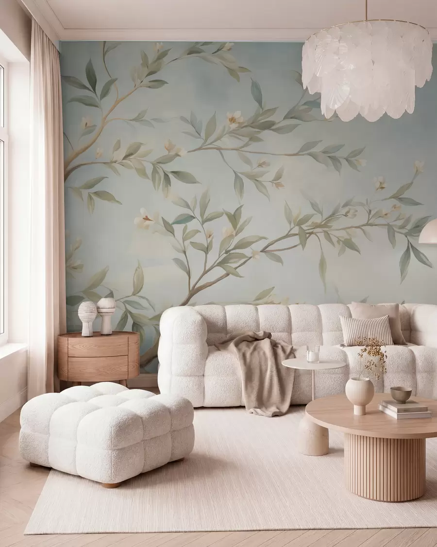 Papier peint Une branche avec des fleurs w05677