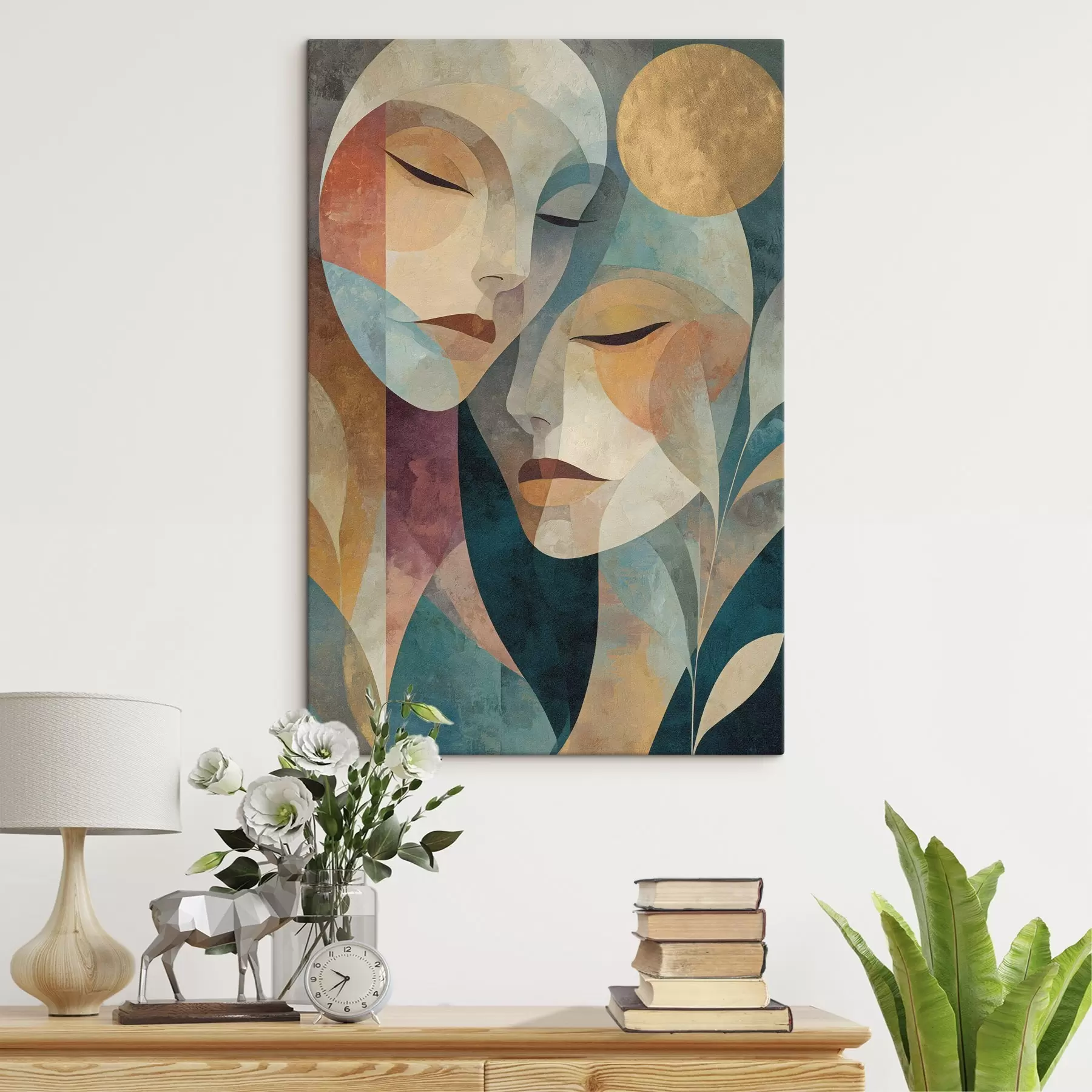 Tableau Portrait ethnique abstrait de deux femmes s49940