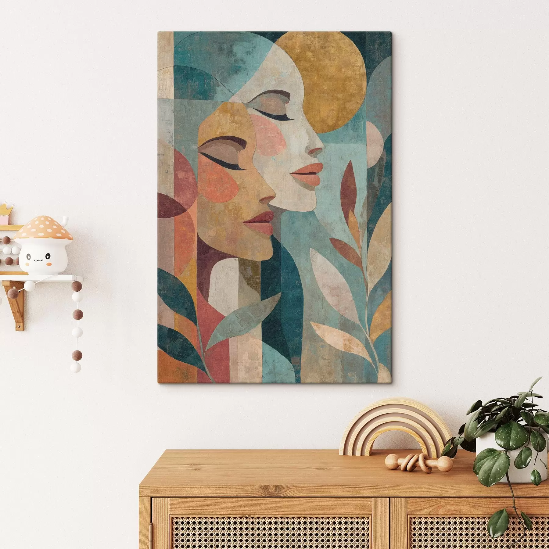 Tableau Portrait ethnique abstrait de deux femmes s49941