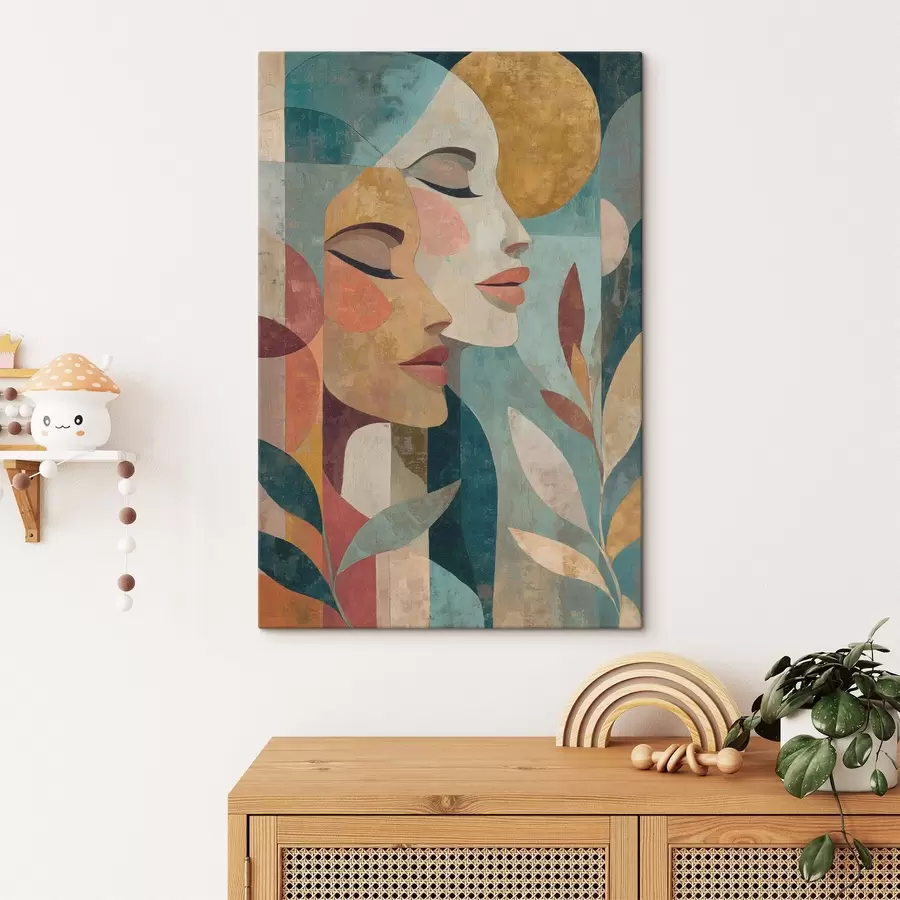 Tableau Portrait ethnique abstrait de deux femmes s49941