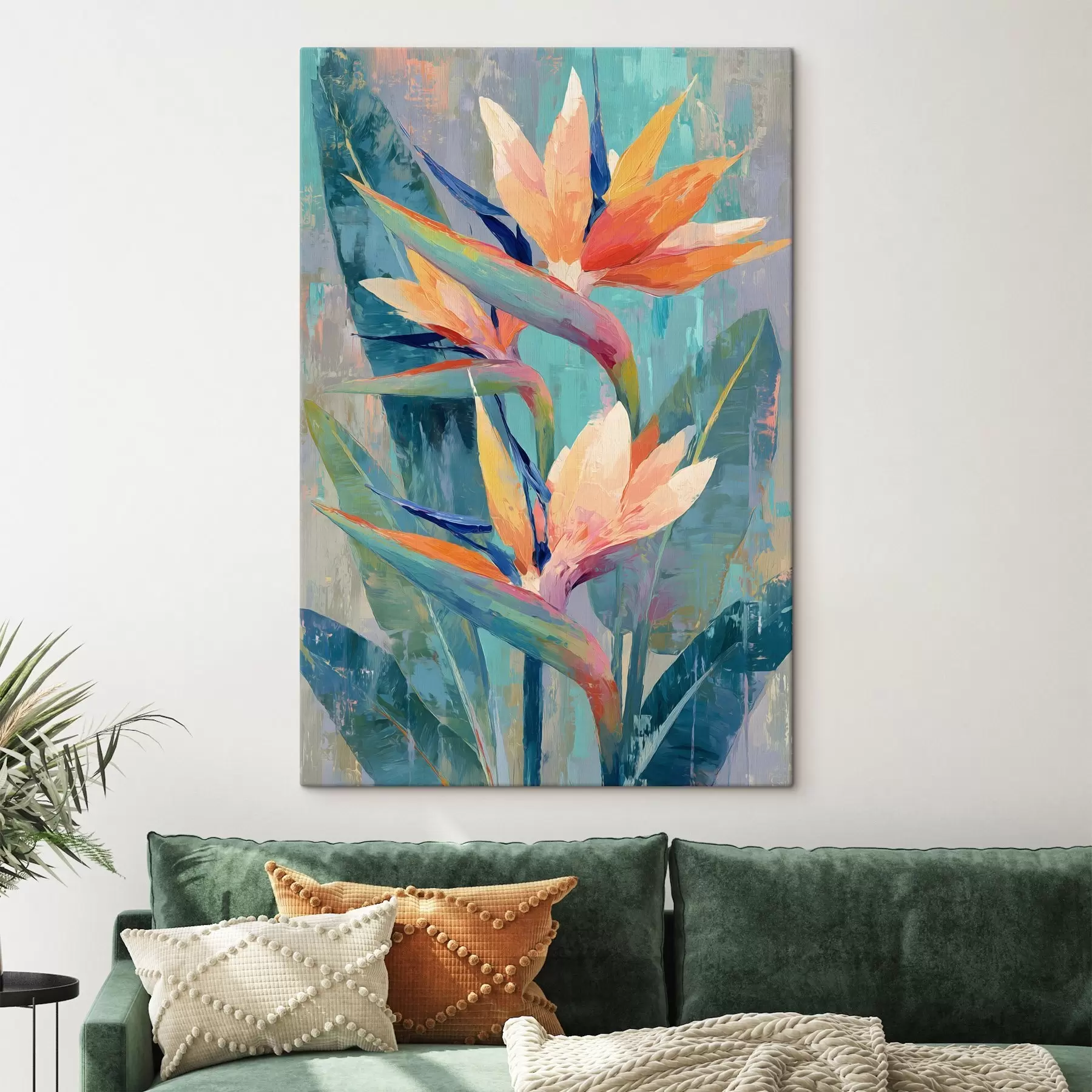 Tableau Une strelitzia aux couleurs éclatantes, représentée dans un style pictural s50151